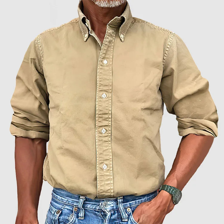 Vintage Men's Shirt - Dario-Beige-S-The Livary