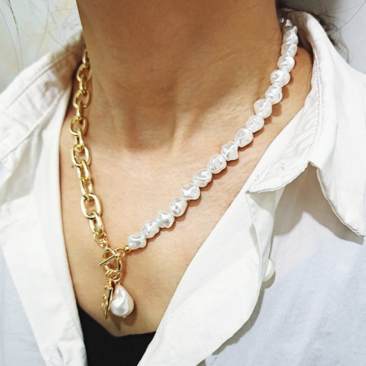 Vintage Pearl Choker Necklace | Women's Elegant Jewellery-Gold-Nora Luxe