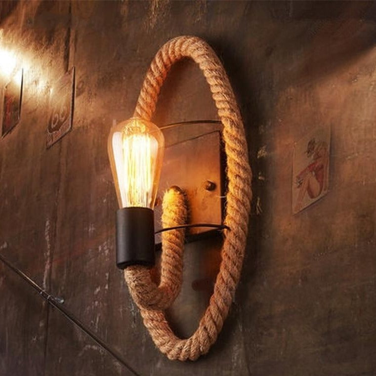 Vintage Rope Wall Lamp - RusticRope-Ellips-Nora Luxe