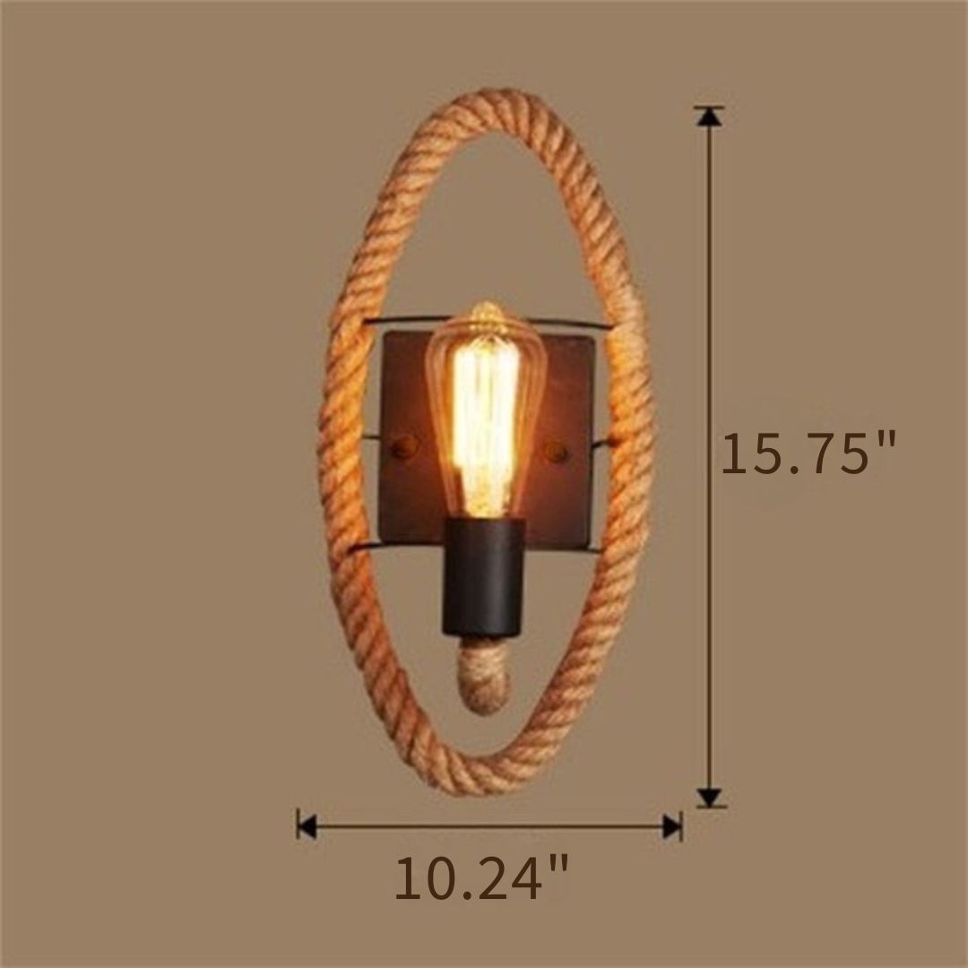 Vintage Rope Wall Lamp - RusticRope-Round-Nora Luxe