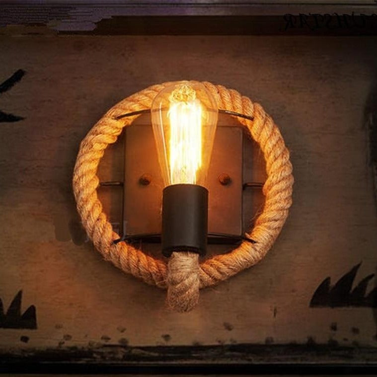 Vintage Rope Wall Lamp - RusticRope-Round-Nora Luxe