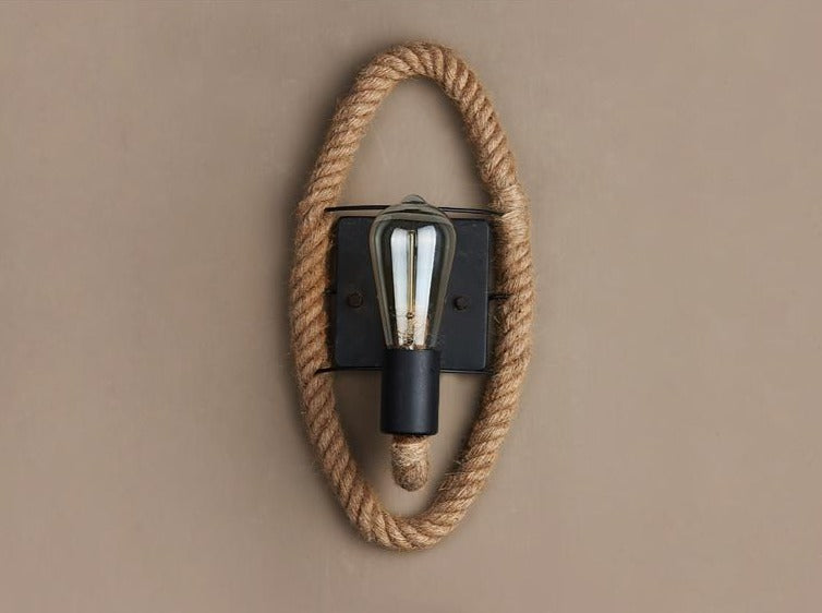 Vintage Rope Wall Lamp - RusticRope-Round-Nora Luxe