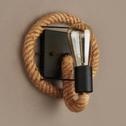 Vintage Rope Wall Lamp - RusticRope-Round-Nora Luxe