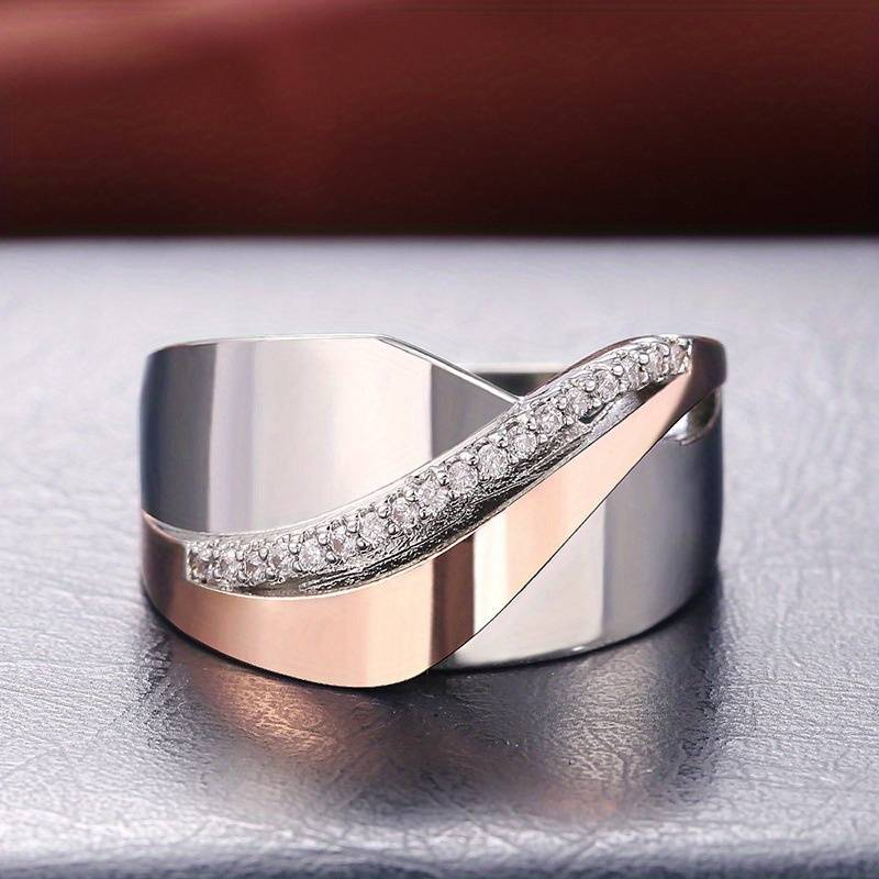 Vintage Rose Gold and Silver Zirconia Ring - Elviana-6-Nora Luxe