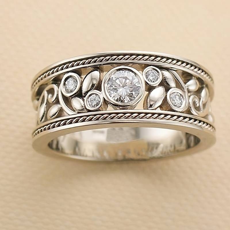 Vintage Silver Ring with Zirconia - Lucienne-6-Nora Luxe