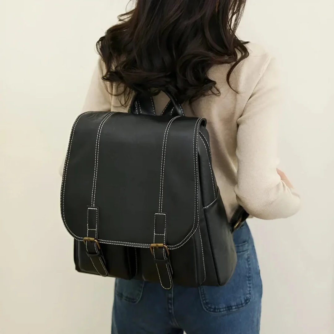 Vintage Style Backpack - RetroTrail-Black-Nora Luxe