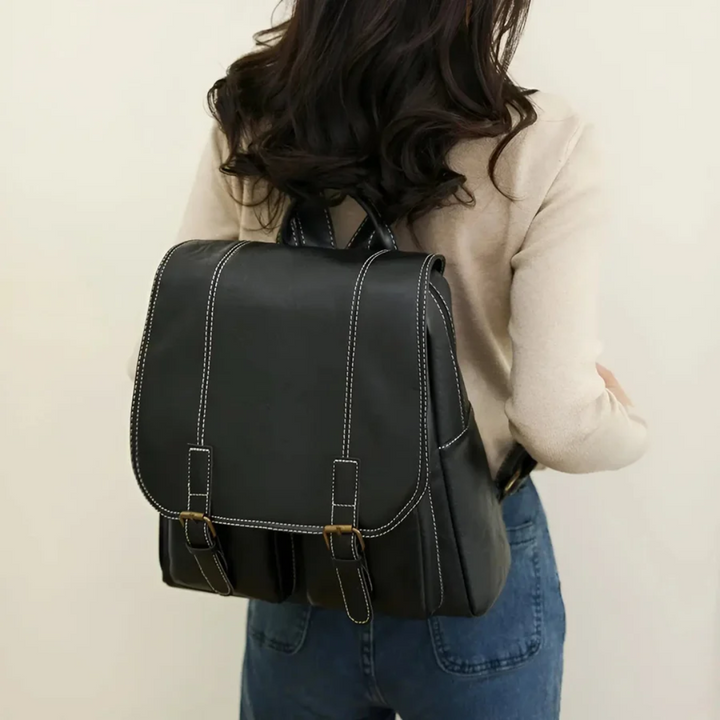 Vintage Style Backpack - RetroTrail-Black-Nora Luxe