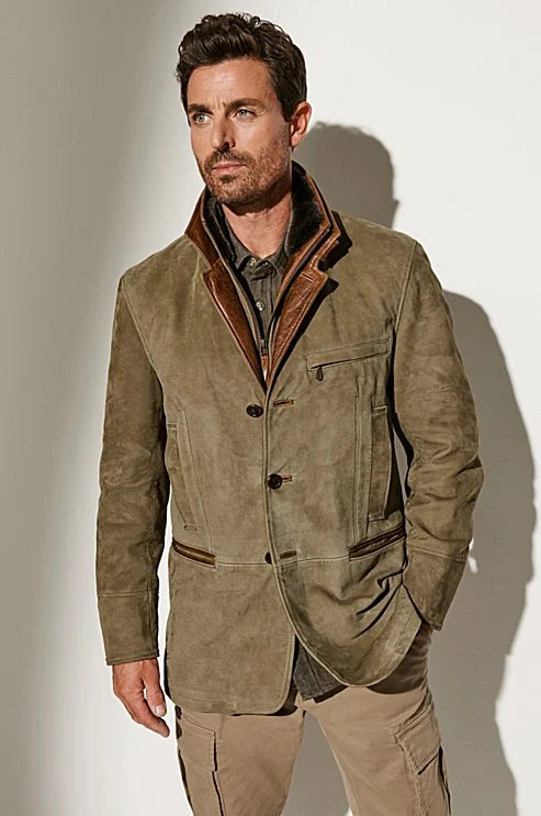Vintage Suede Men's Jacket with Lining – Noam-S-The Livary