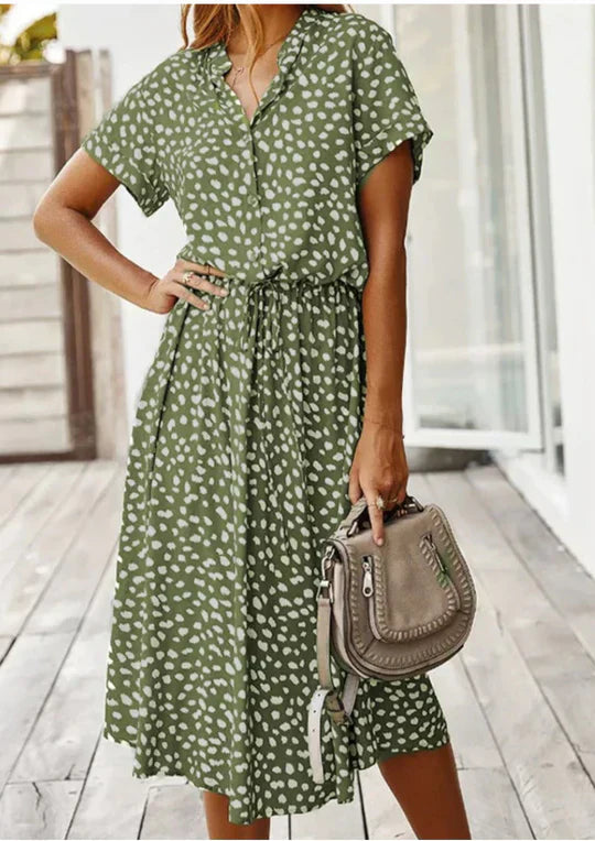 Vintage Summer Dress with Three-Quarter Sleeves – Maevy-Green-S-State of Style