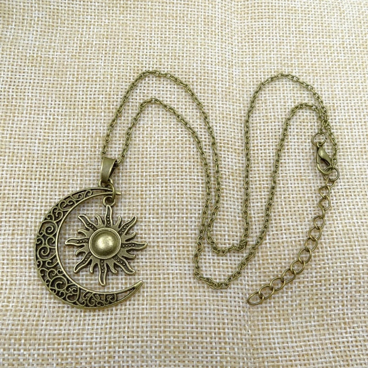 Vintage Sun and Moon Necklace-Gold-Nora Luxe