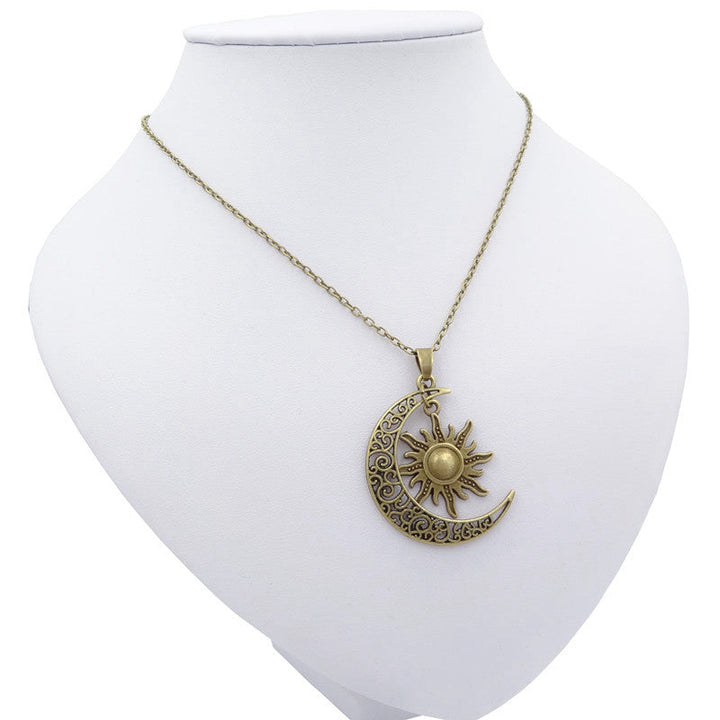 Vintage Sun and Moon Necklace-Gold-Nora Luxe