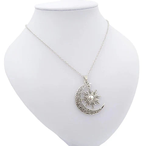 Vintage Sun and Moon Necklace-Gold-Nora Luxe