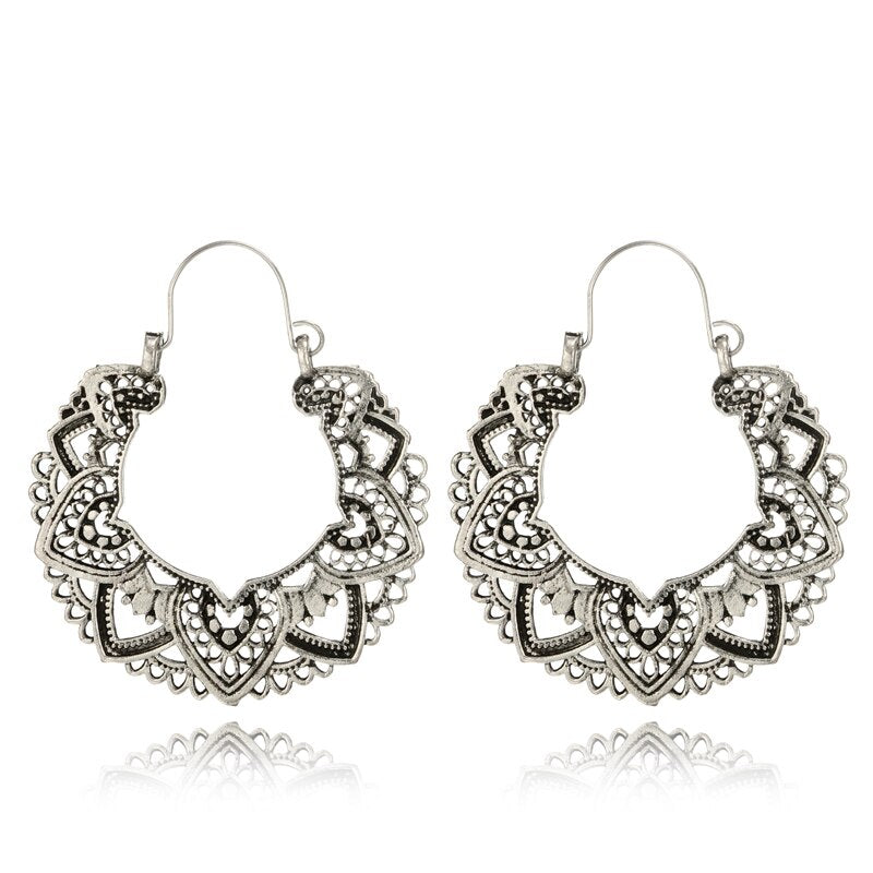 Vintage Totem Drop Earrings-Silver-Nora Luxe