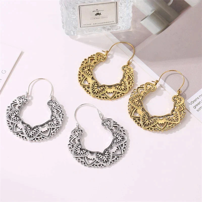 Vintage Totem Drop Earrings-Silver-Nora Luxe