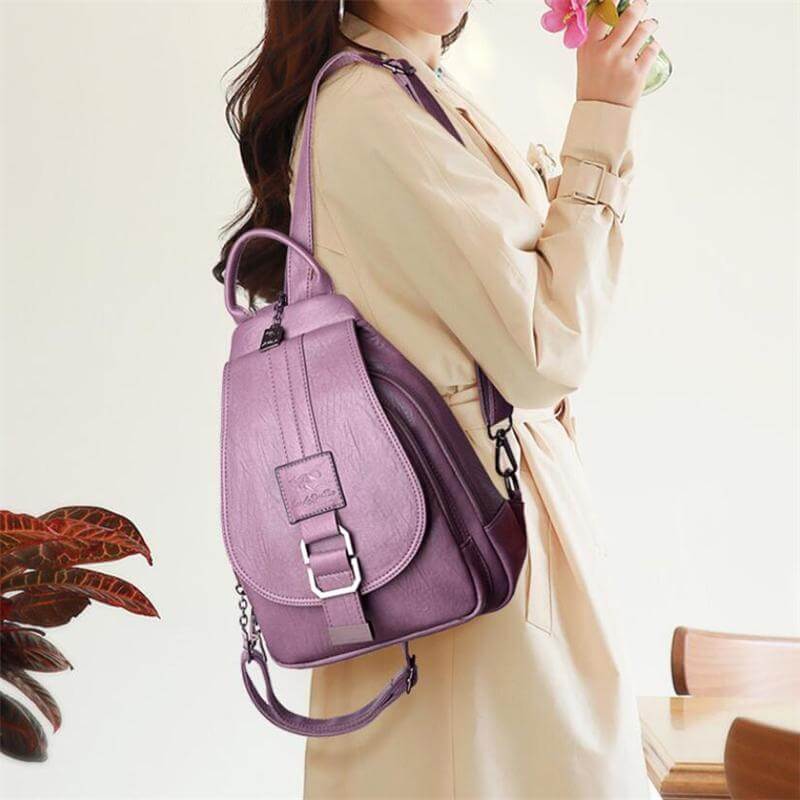 Premium Water-Resistant Leather Backpack for Women
