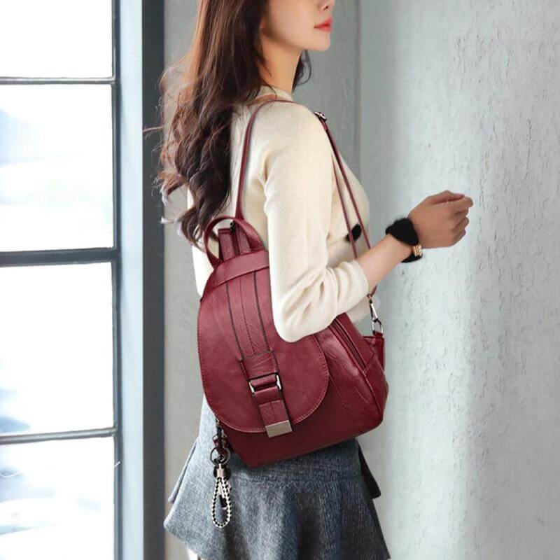Premium Water-Resistant Leather Backpack for Women