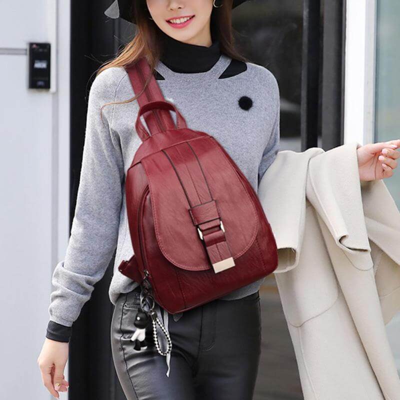 Premium Water-Resistant Leather Backpack for Women