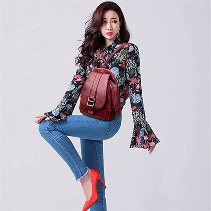 Premium Water-Resistant Leather Backpack for Women