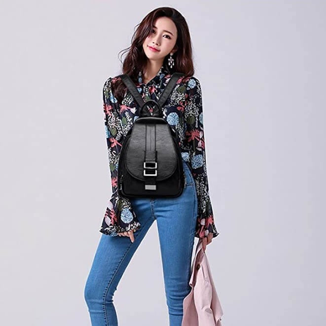 Premium Water-Resistant Leather Backpack for Women