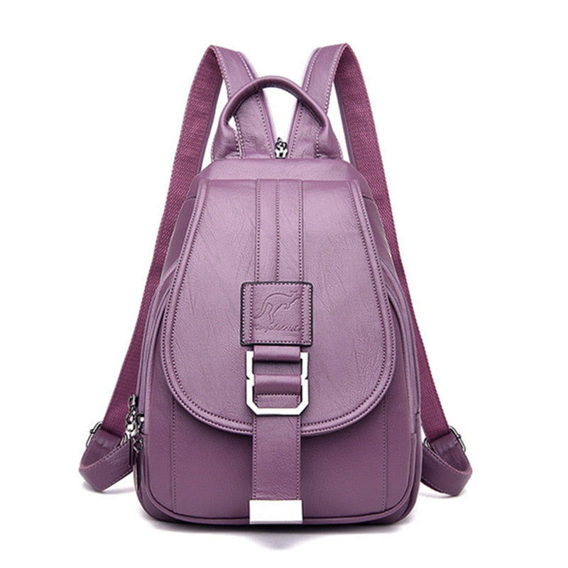 Premium Water-Resistant Leather Backpack for Women