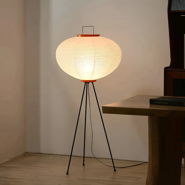 Wabi-Sabi Standing LED Lamp made of Rice Paper - ZenAura-Nora Luxe