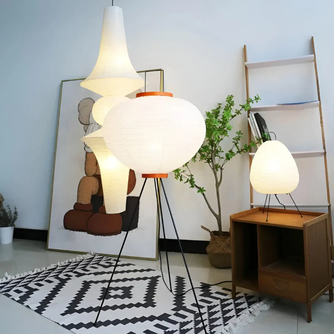 Wabi-Sabi Standing LED Lamp made of Rice Paper - ZenAura-Nora Luxe