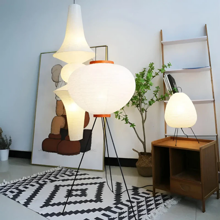Wabi-Sabi Standing LED Lamp made of Rice Paper - ZenAura-Nora Luxe