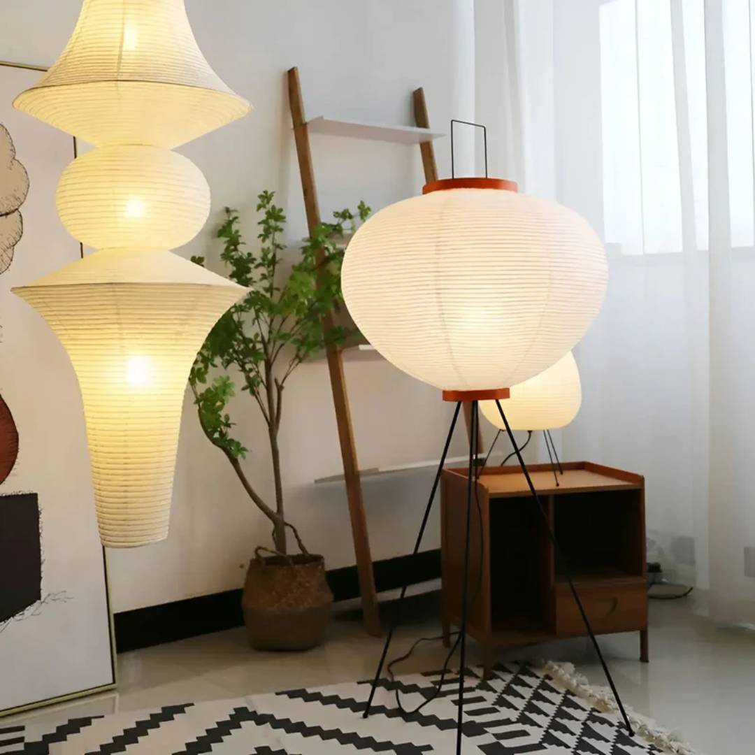 Wabi-Sabi Standing LED Lamp made of Rice Paper - ZenAura-Nora Luxe