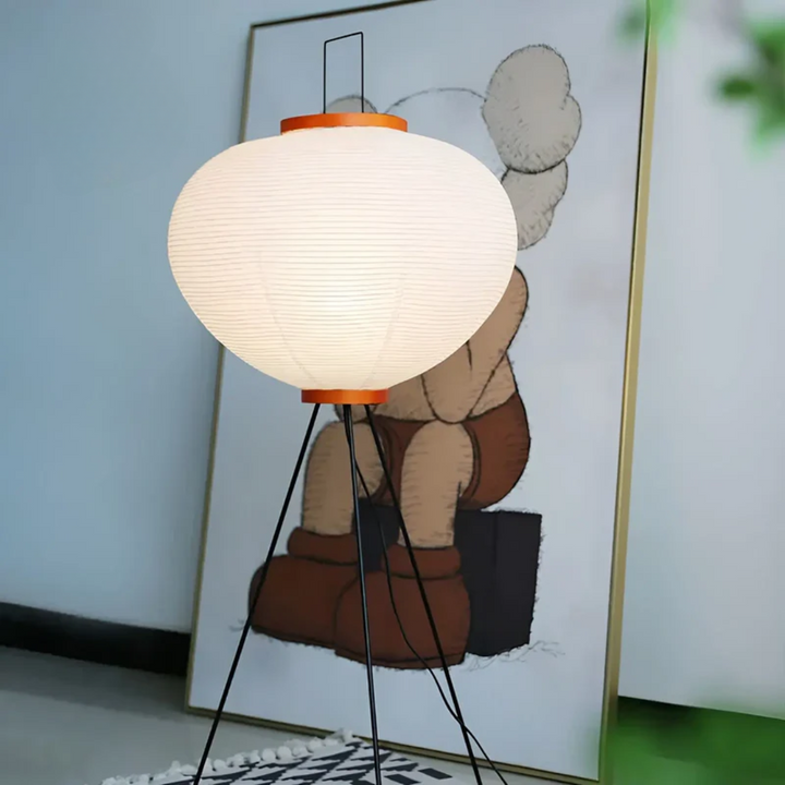 Wabi-Sabi Standing LED Lamp made of Rice Paper - ZenAura-Nora Luxe