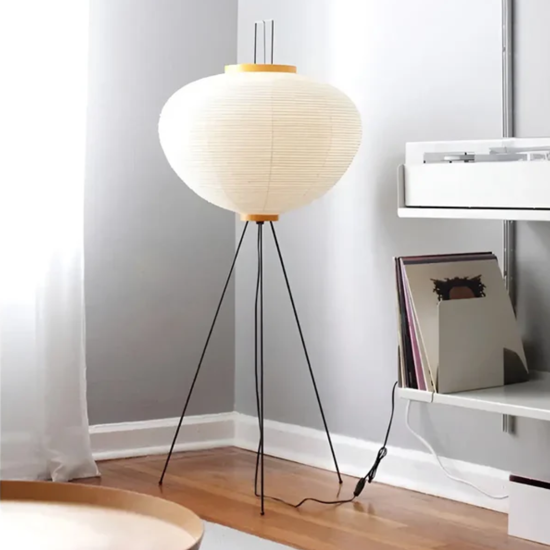 Wabi-Sabi Standing LED Lamp made of Rice Paper - ZenAura-Nora Luxe