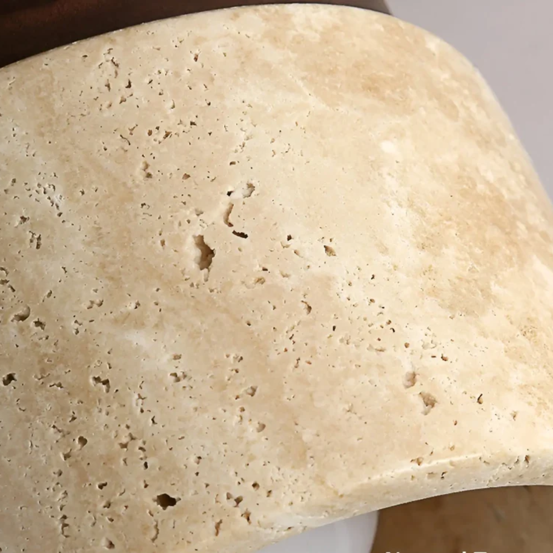 Wabi Sabi Yellow Marble Japanese Ceiling Lamp - TranquilStone-Walnut-Nora Luxe
