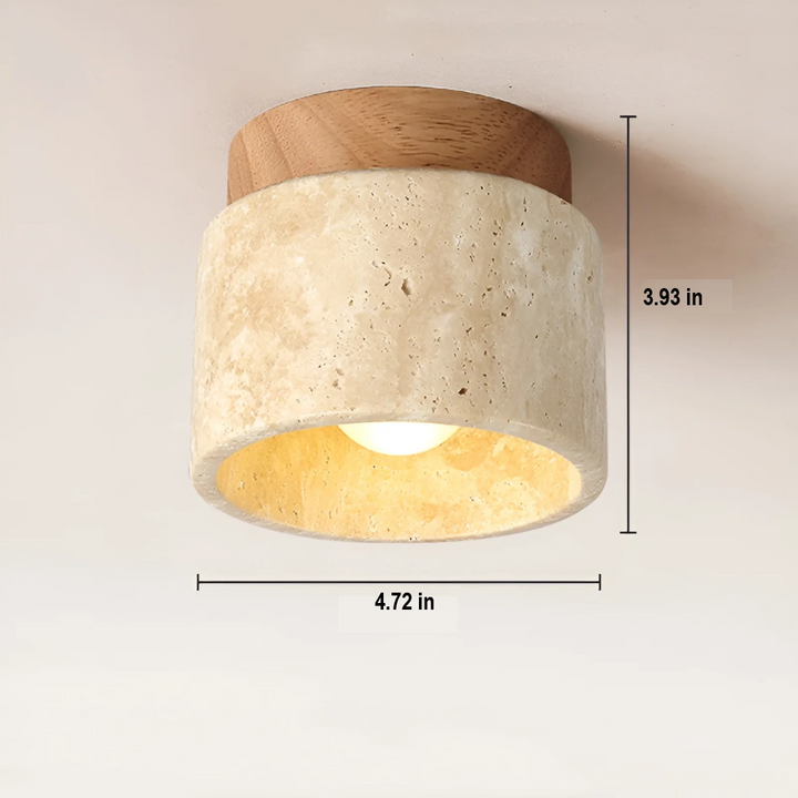 Wabi Sabi Yellow Marble Japanese Ceiling Lamp - TranquilStone-Walnut-Nora Luxe