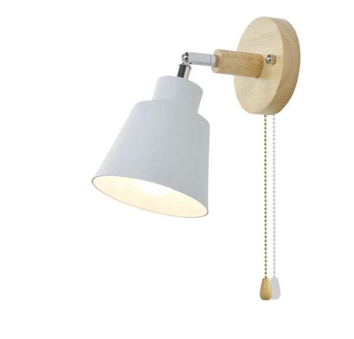 Wall lamp with pull switch - TwistGlow-White-With a toggle switch-Nora Luxe