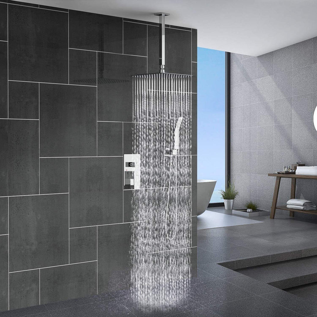 Wall-mounted Rain Shower - RainFlow Ultra-S-Square-Nora Luxe