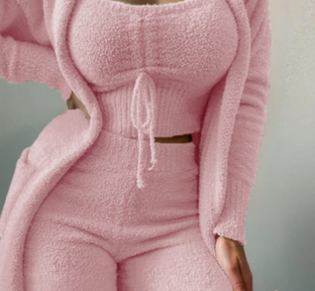 Warm 3-Piece Ladies Clothing Set - Ariana-Pink-S-Nora Luxe