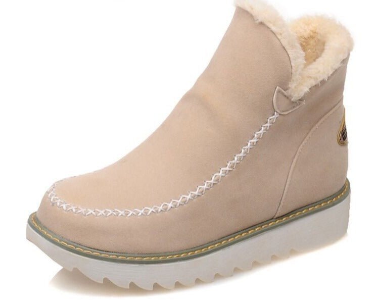 Warm and Comfortable Ladies' Fleece Boots - Olivia-Beige-4.0-Nora Luxe