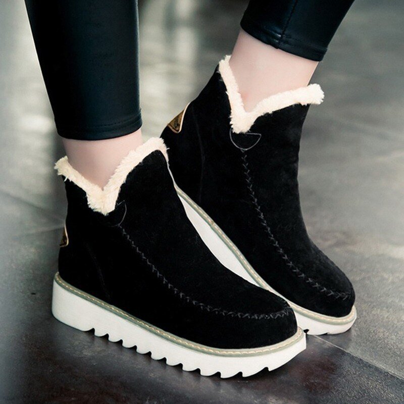 Warm and Comfortable Ladies' Fleece Boots - Olivia-Black-4.0-Nora Luxe