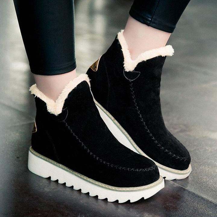 Warm and Comfortable Ladies' Fleece Boots - Olivia-Black-4.0-Nora Luxe