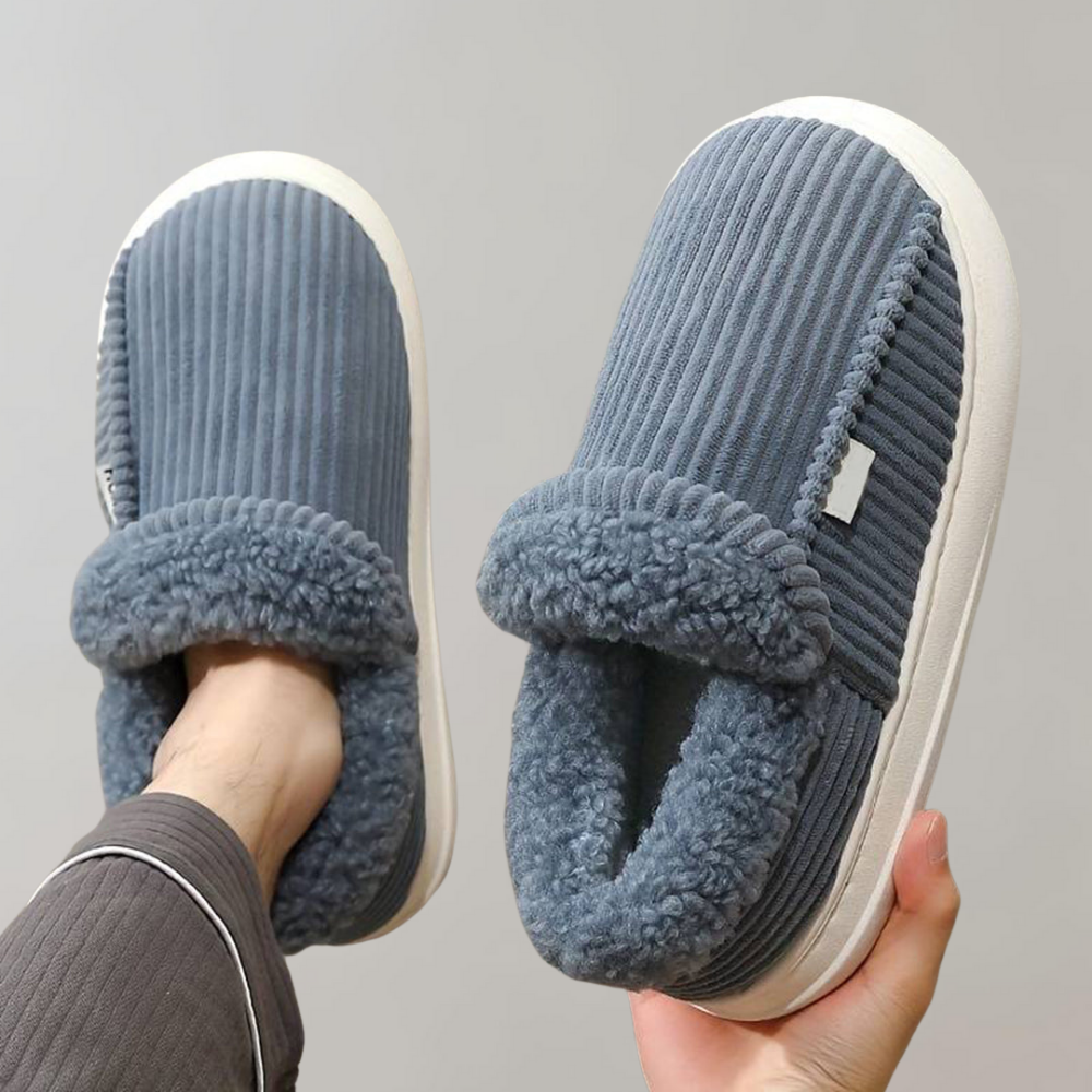 Warm and Comfortable Ladies' Slippers - Livia-Blue-5.5–6-Nora Luxe