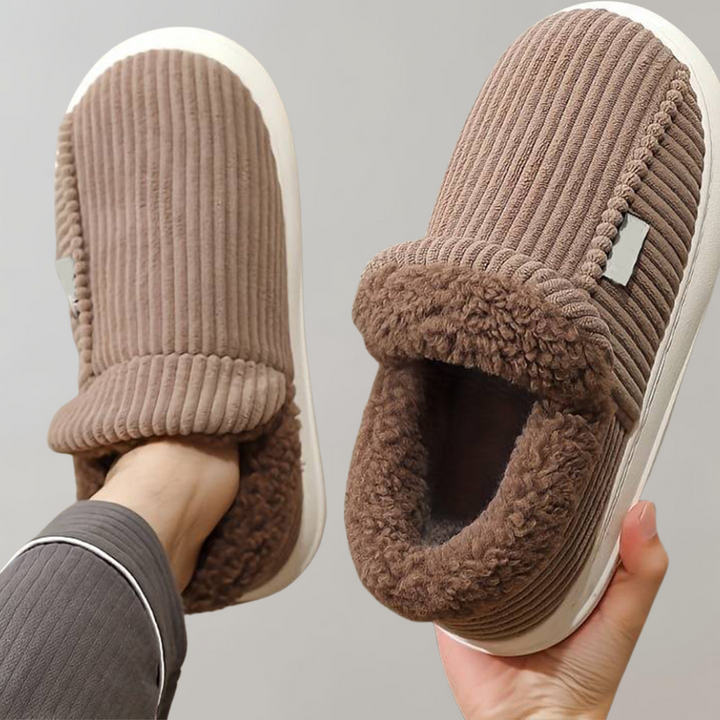 Warm and Comfortable Ladies' Slippers - Livia-Coffee-5.5–6-Nora Luxe