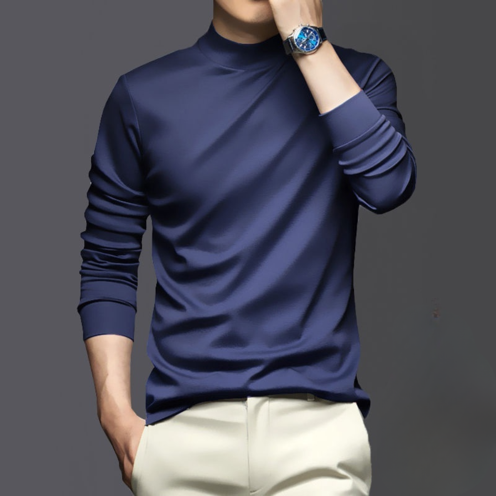 Warm and Comfortable Men's Long Sleeve - Dario-Blue-S-Nora Luxe