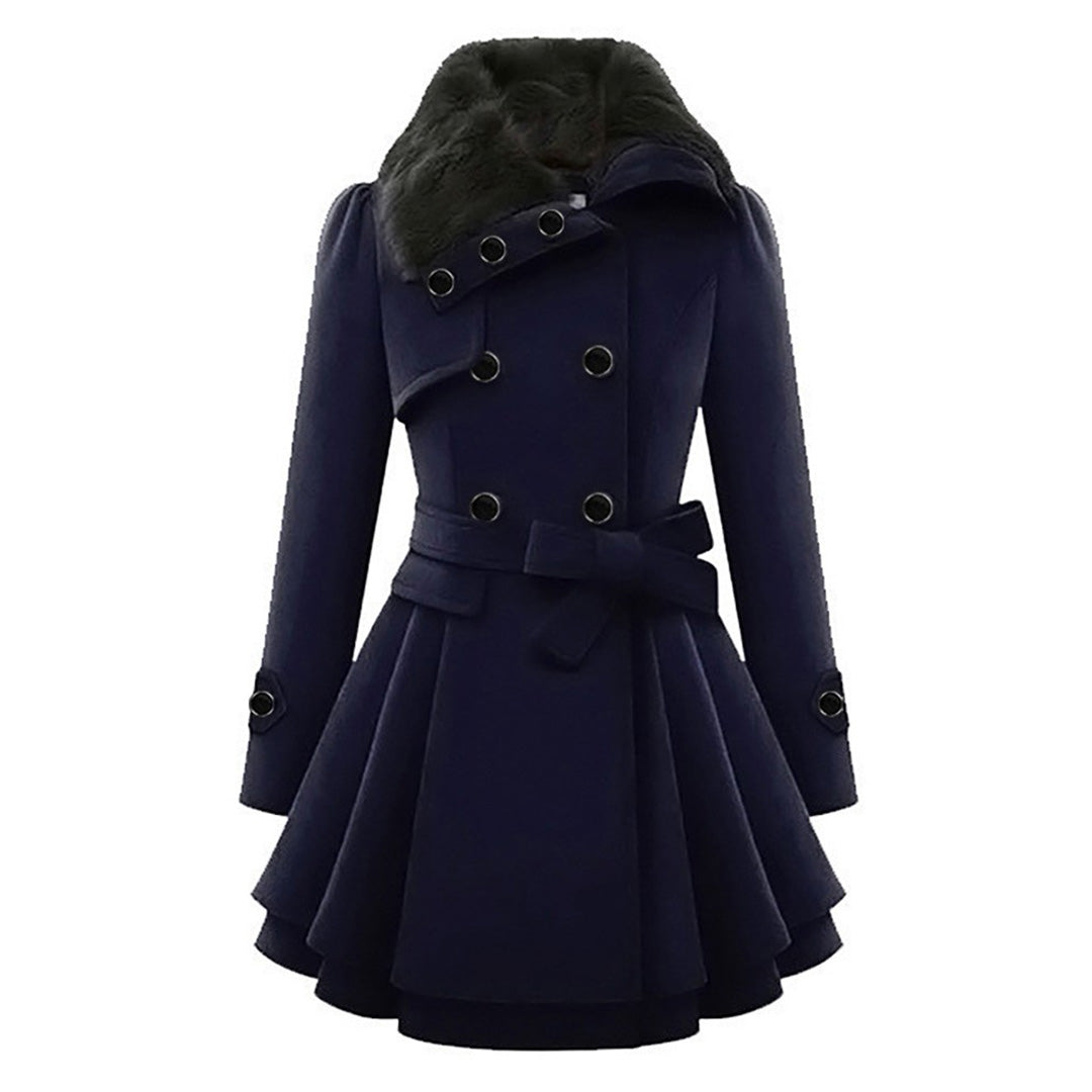 Warm and Long Ladies' Winter Coat - Vivienne-Blue-S-Nora Luxe