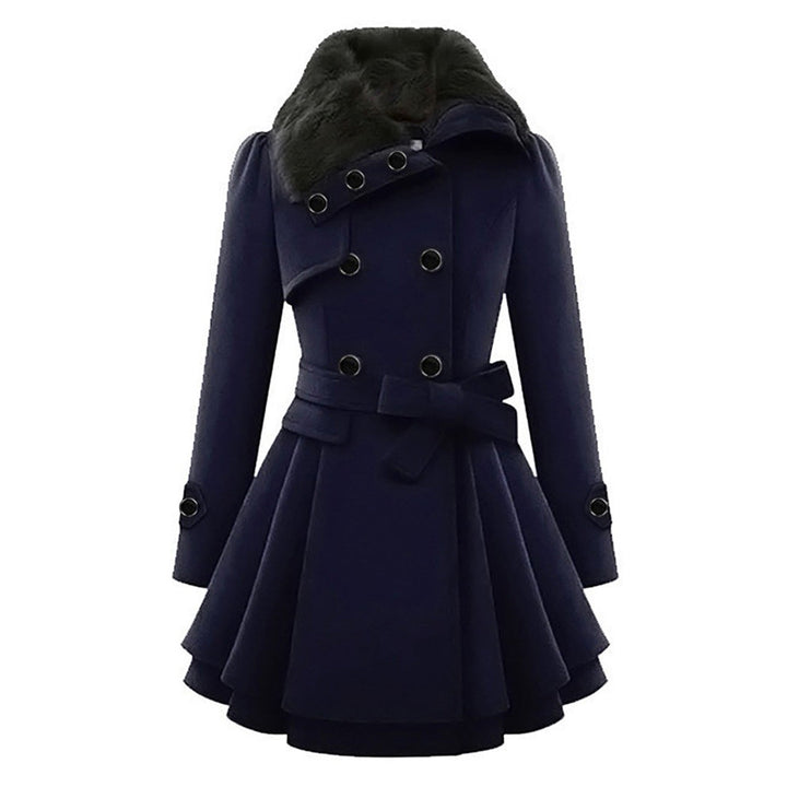 Warm and Long Ladies' Winter Coat - Vivienne-Blue-S-Nora Luxe