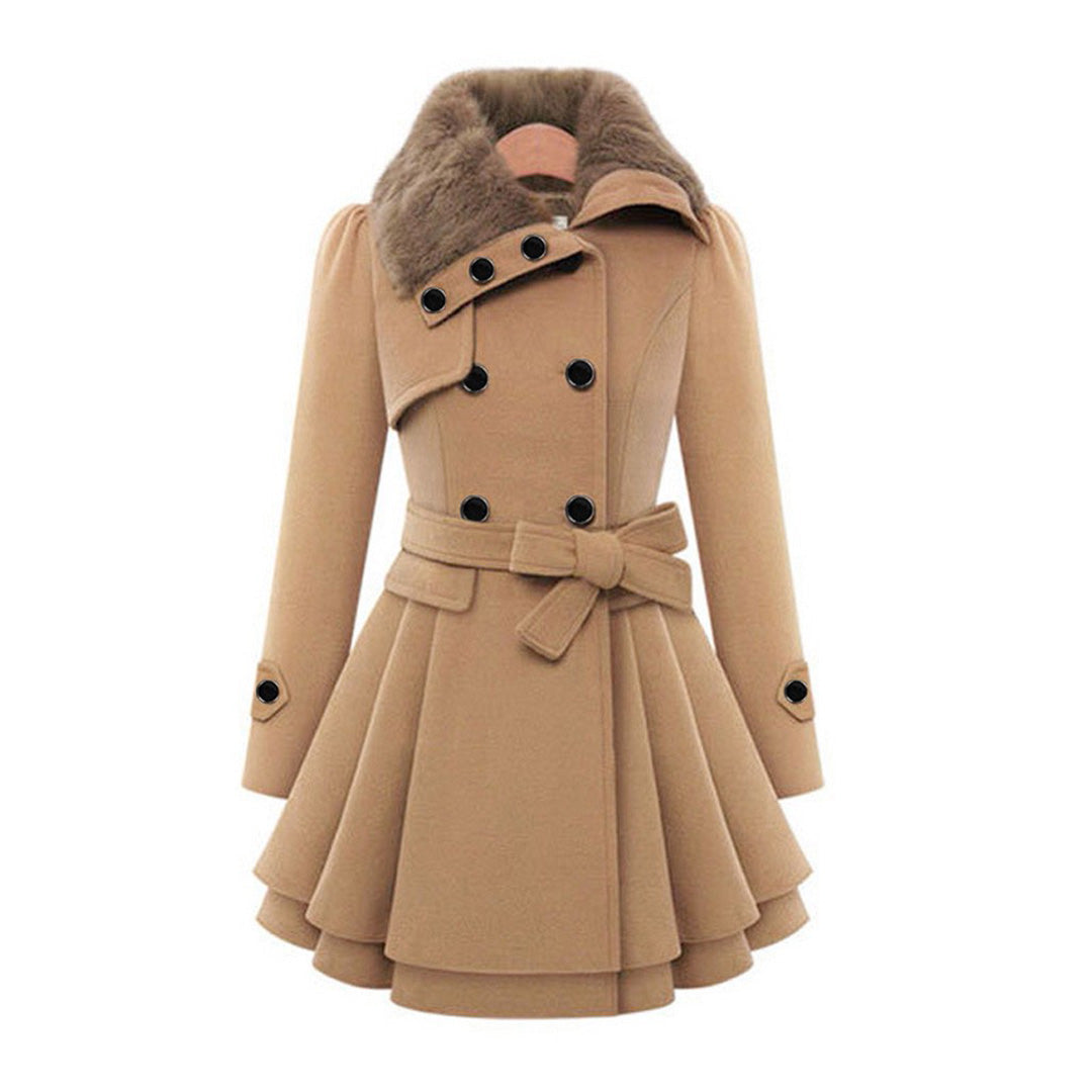 Warm and Long Ladies' Winter Coat - Vivienne-Khaki-S-Nora Luxe