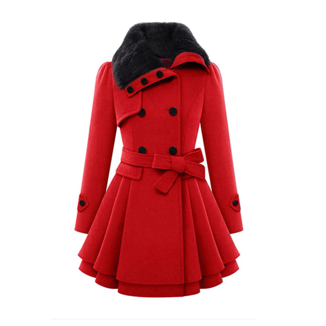 Warm and Long Ladies' Winter Coat - Vivienne-Red-S-Nora Luxe