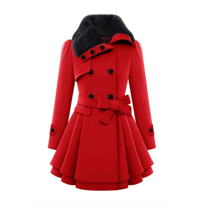 Warm and Long Ladies' Winter Coat - Vivienne-Red-S-Nora Luxe