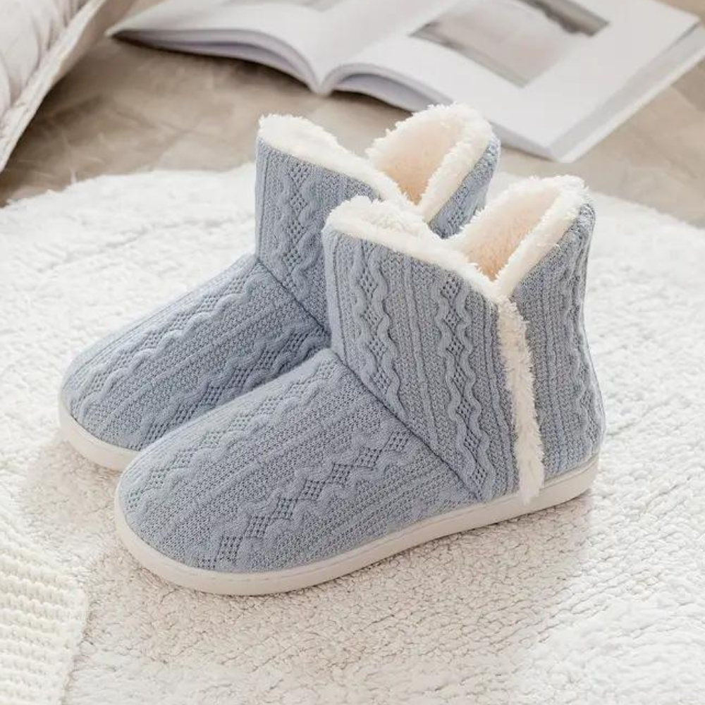 Warm and Soft Knitted Slippers for Women - Elodie-Gray-3-Nora Luxe