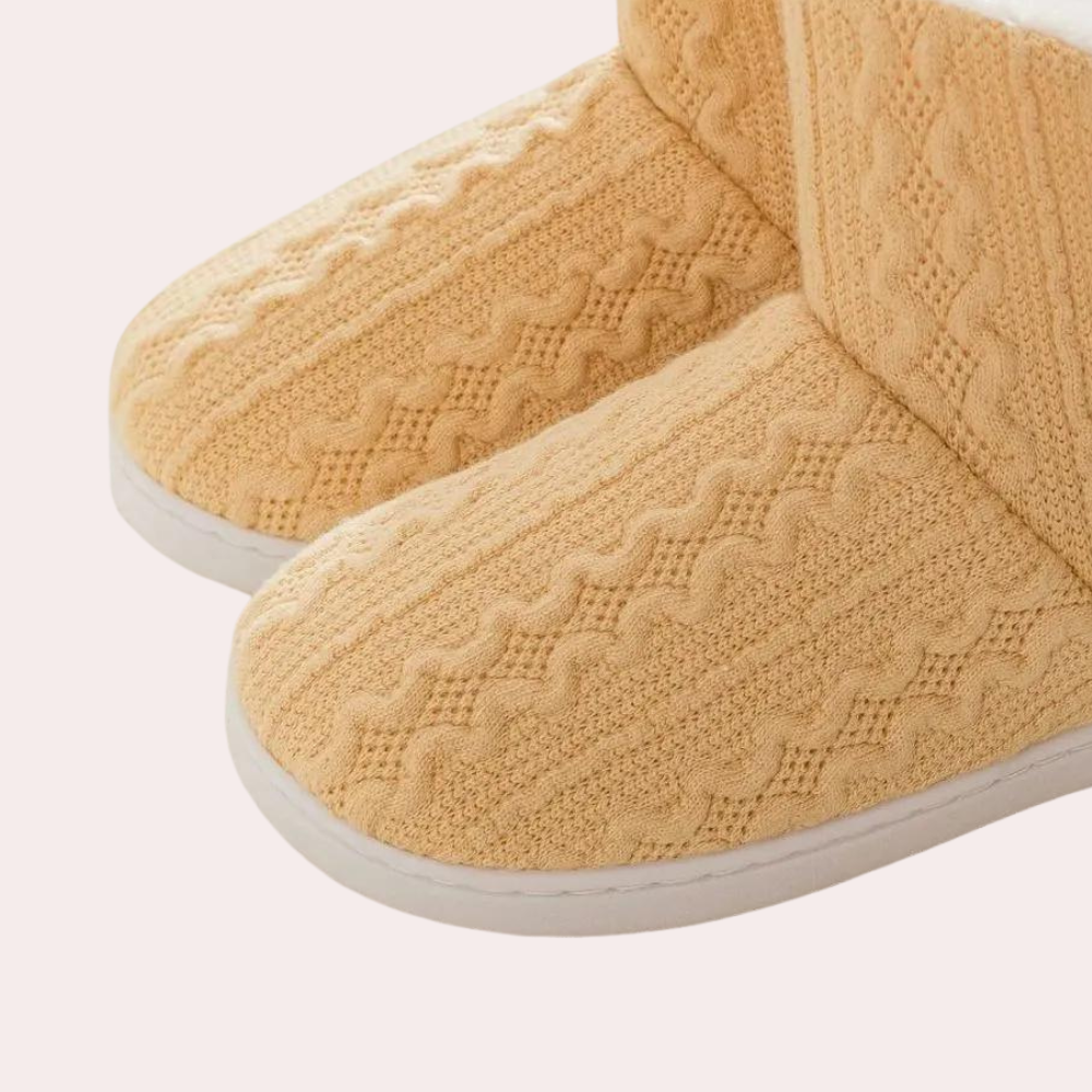 Warm and Soft Knitted Slippers for Women - Elodie-Yellow-3-Nora Luxe