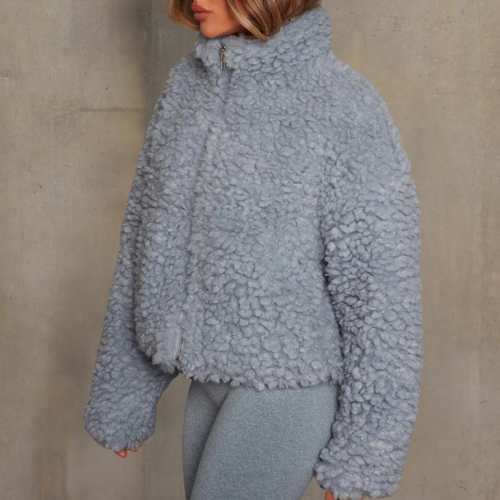 Warm and Soft Ladies' Coat - Livia-Blue-XS-Nora Luxe