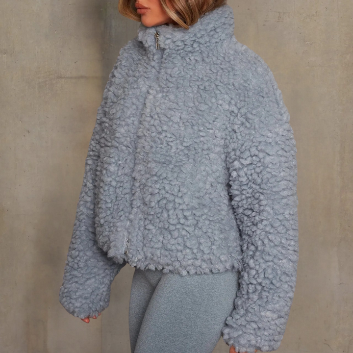 Warm and Soft Ladies' Coat - Livia-Blue-XS-Nora Luxe